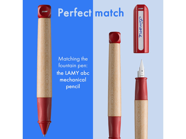 LAMY abc writing set showing matching mechanical pencil and children&