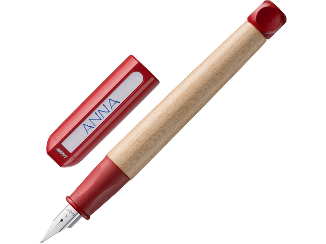 LAMY abc children's fountain pen with ergonomic grip, maple wood barrel and stainless steel beginner nib