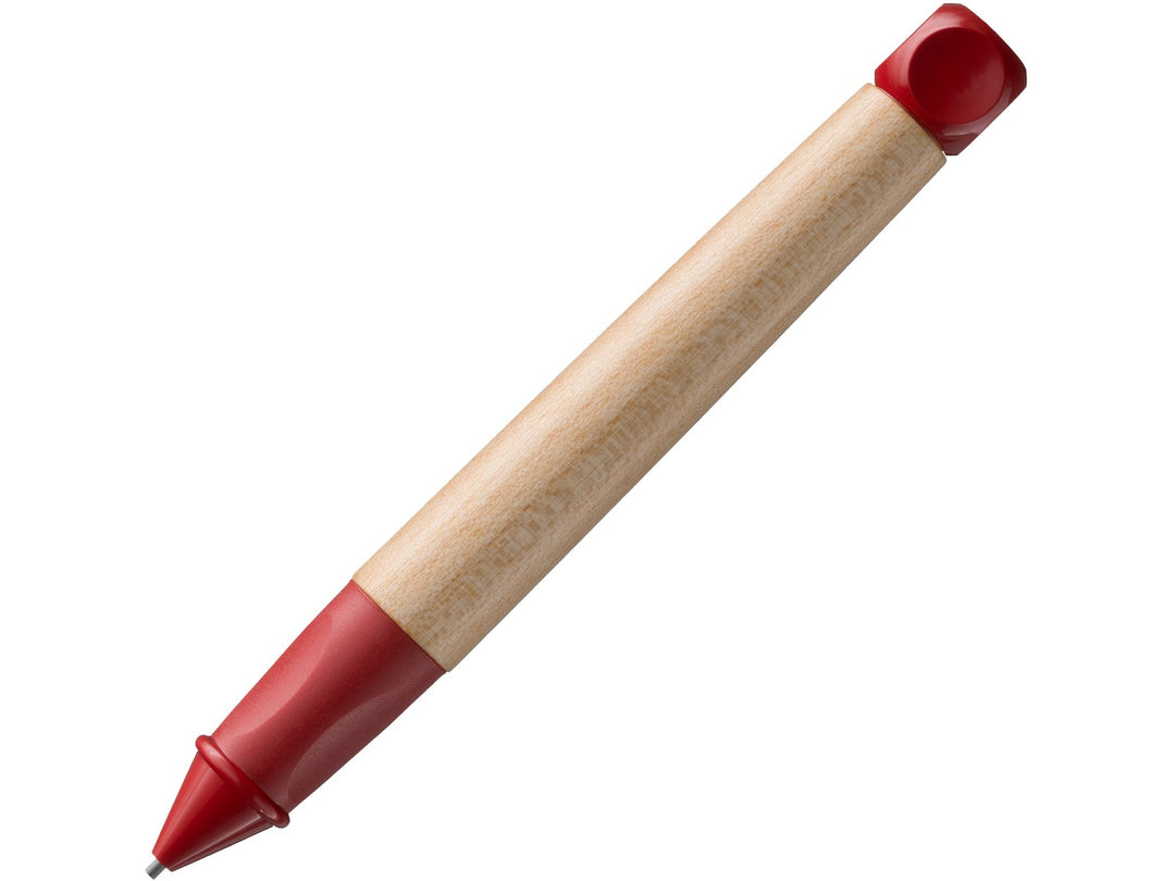 LAMY abc Twist mechanical pencil with maple wood barrel and red ergonomic grip