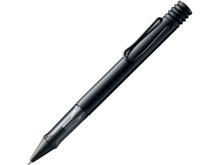 LAMY AL-star ballpoint pen in Black featuring a black anodised aluminium body, translucent smoke-grey ergonomic grip section and matching self-sprung metal clip