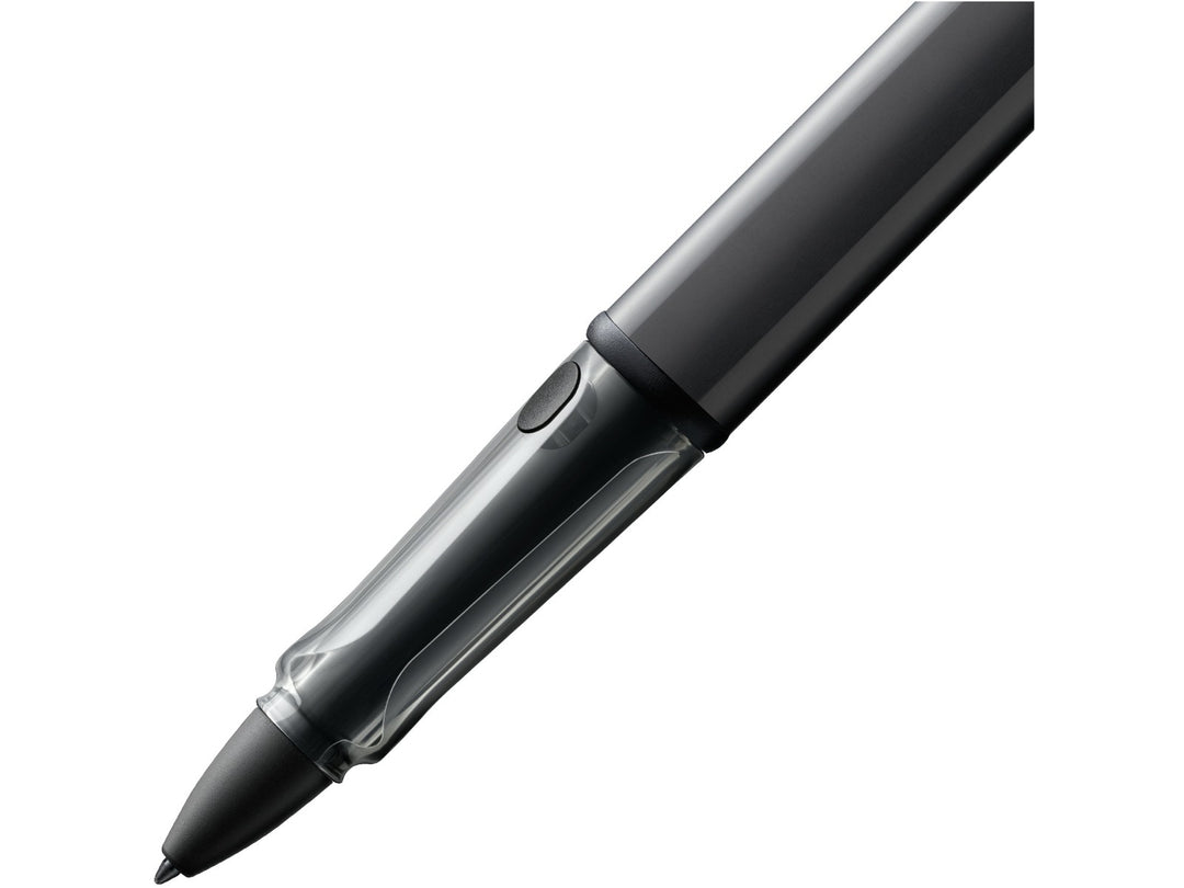 LAMY AL-star EMR Black PC/EL Pointier stylus tip, transparent grip section and shortcut button close-up