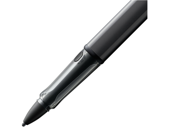 LAMY AL-star EMR Black POM Round stylus tip, transparent grip section and shortcut button close-up