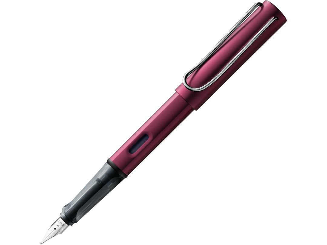LAMY AL-star black purple fountain pen with aluminium body and transparent grip section