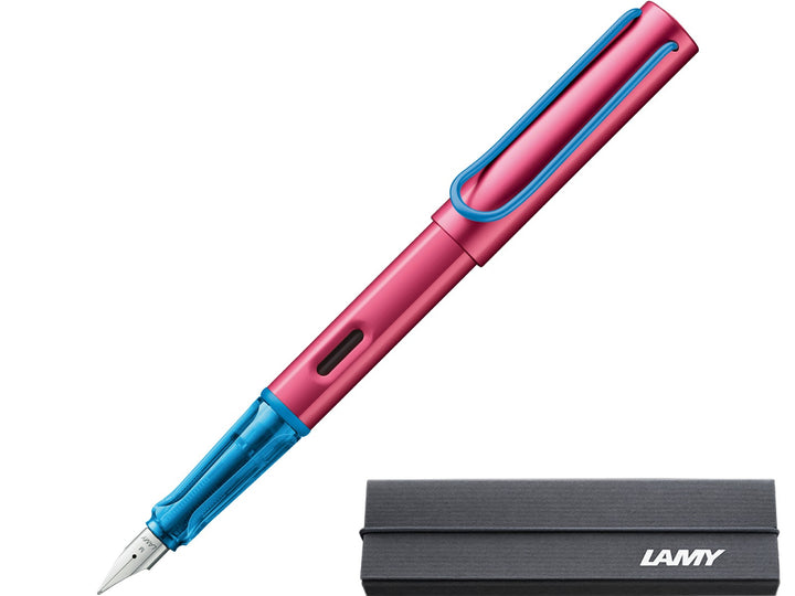 LAMY AL-star rollerskate fountain pen with aluminium body, transparent grip section and branded LAMY presentation gift box