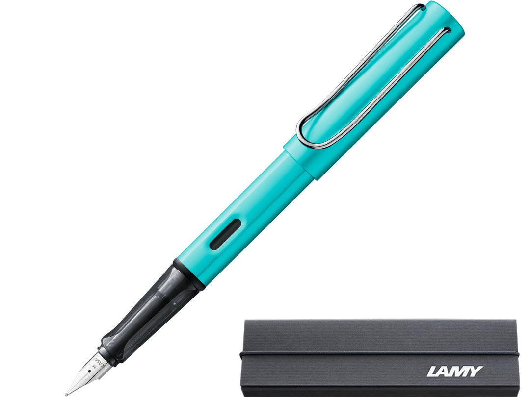 LAMY AL-star turmaline fountain pen with aluminium body, transparent grip section and branded LAMY presentation gift box