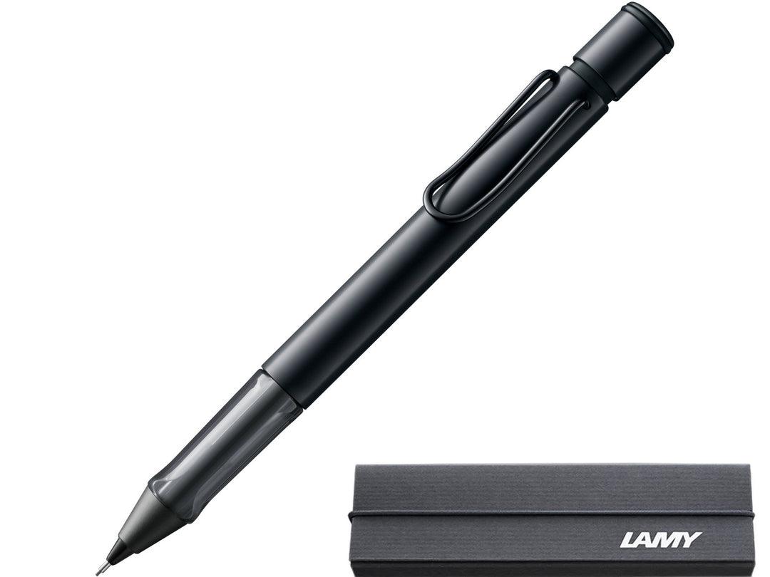 LAMY AL-star mechanical pencil in black with transparent grip section and included LAMY gift box