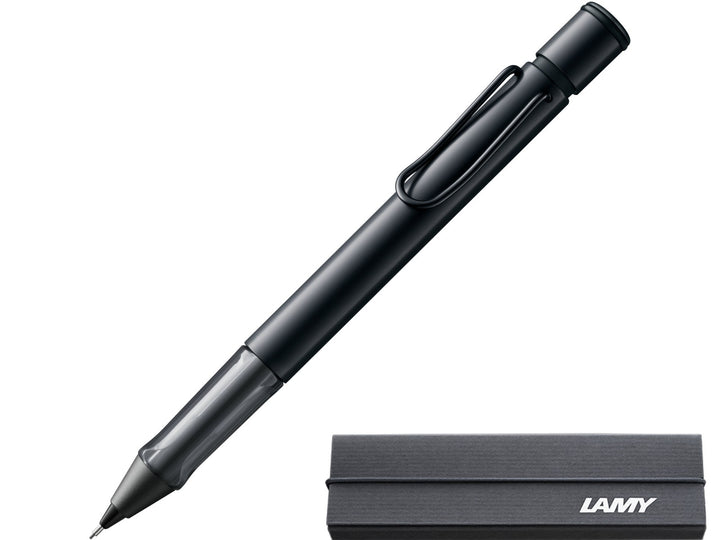 LAMY AL-star mechanical pencil in black with transparent grip section and included LAMY gift box