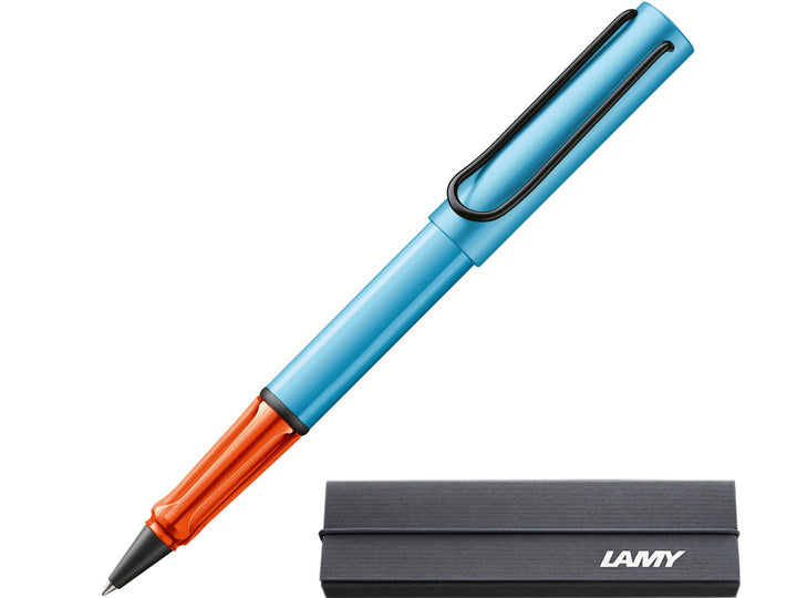 LAMY AL-star Rollerball Pen Denim 2025 Special Edition with transparent orange grip and included LAMY gift box
