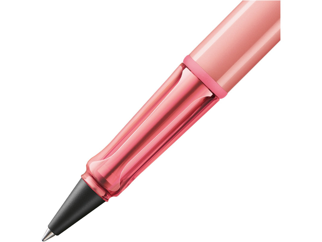 LAMY AL-star Rollerball Pen Flamingo 2026 Special Edition grip detail with transparent pink ergonomic grip section