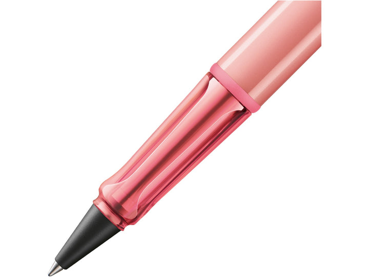 LAMY AL-star Rollerball Pen Flamingo 2026 Special Edition grip detail with transparent pink ergonomic grip section