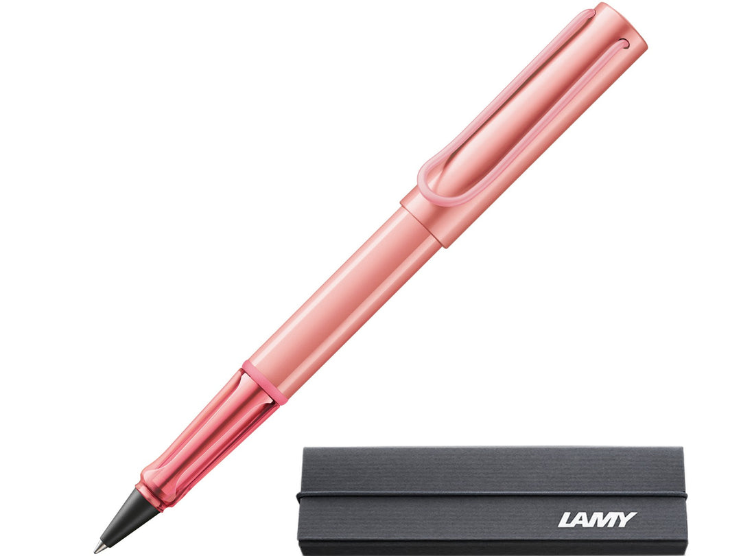 LAMY AL-star Rollerball Pen Flamingo 2026 Special Edition with transparent pink grip and included LAMY gift box