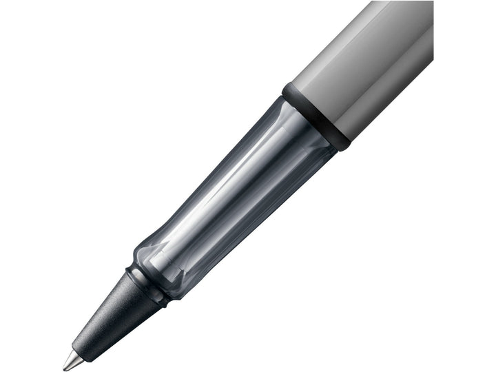 LAMY AL-star rollerball pen grip detail in graphite with transparent ergonomic grip section