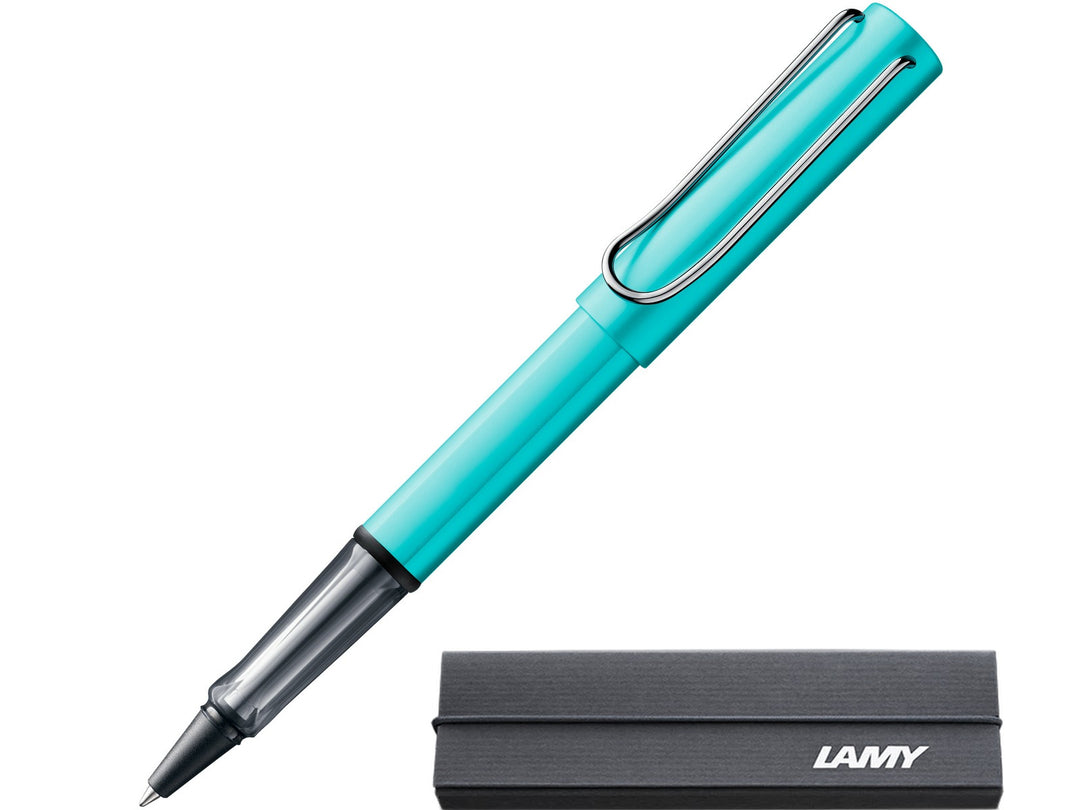 LAMY AL-star rollerball pen in turmaline with transparent grip section and included LAMY gift box