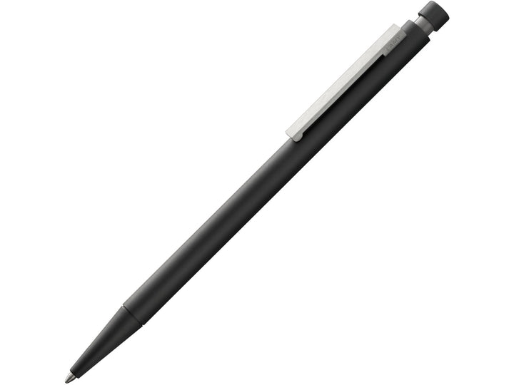 LAMY cp1 ballpoint pen in black featuring an exceptionally slim cylindrical design, matt black lacquer finish and spring-loaded stainless steel clip