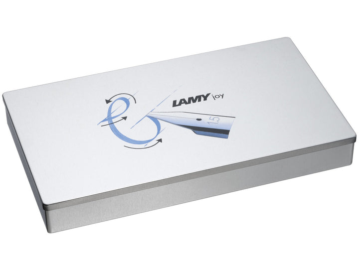 LAMY joy Calligraphy Set presentation storage case featuring LAMY joy branding and calligraphy nib illustration