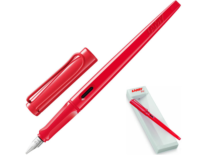 LAMY joy Strawberry fountain pen for calligraphy with polished steel nib, tapered barrel and white gift presentation box