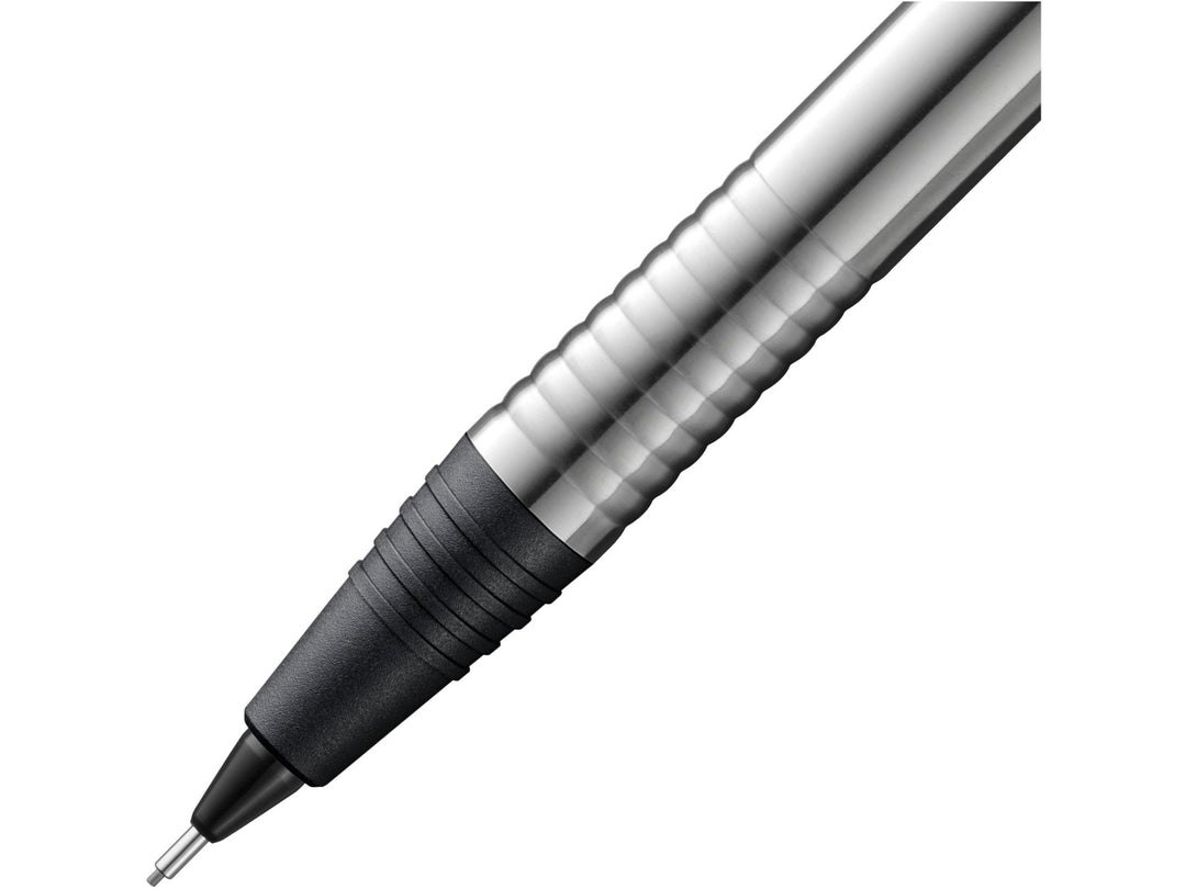 LAMY logo mechanical pencil grip section with matt stainless steel barrel and black grip
