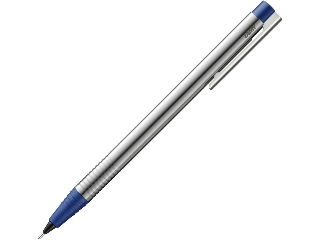 LAMY logo mechanical pencil with matt stainless steel barrel and blue trim
