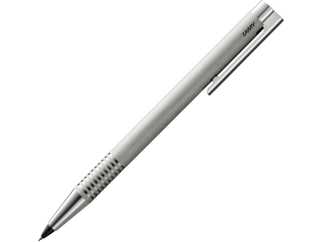 LAMY logo mechanical pencil with brushed stainless steel finish and stainless steel clip