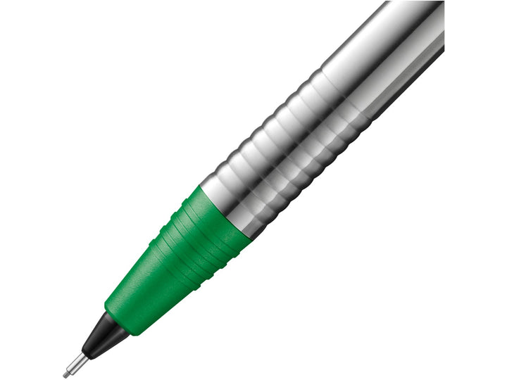 LAMY logo mechanical pencil grip section with matt stainless steel barrel and green grip