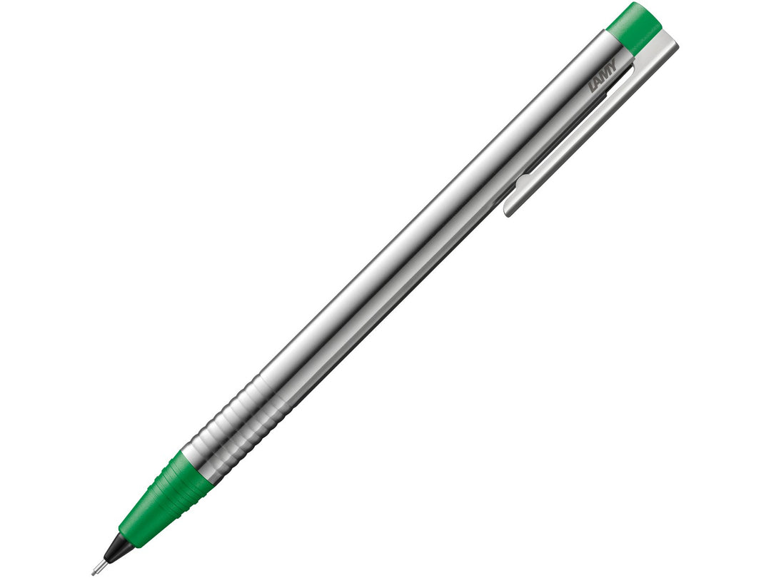 LAMY logo mechanical pencil with matt stainless steel barrel and green trim