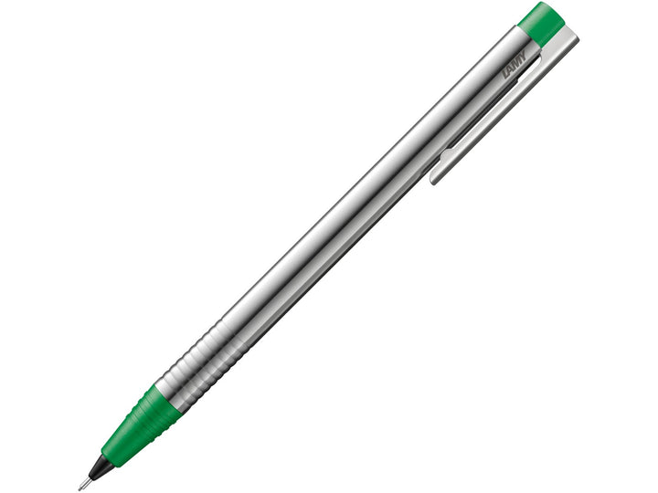 LAMY logo mechanical pencil with matt stainless steel barrel and green trim