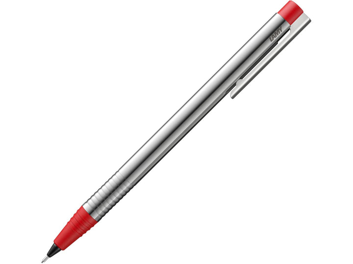 LAMY logo mechanical pencil with matt stainless steel barrel and red trim