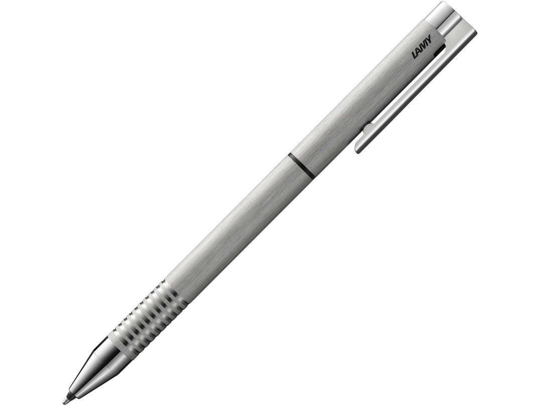 LAMY logo Twin Pen Brushed Set multifunction pen with brushed stainless steel finish and integrated clip design