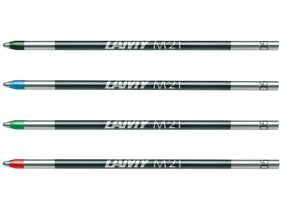 LAMY M21 Ballpoint Refill Colour Pack with black, blue, green and red multifunction pen refills