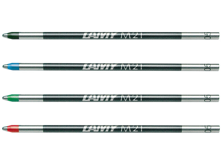 LAMY M21 Ballpoint Refill Colour Pack with black, blue, green and red multifunction pen refills