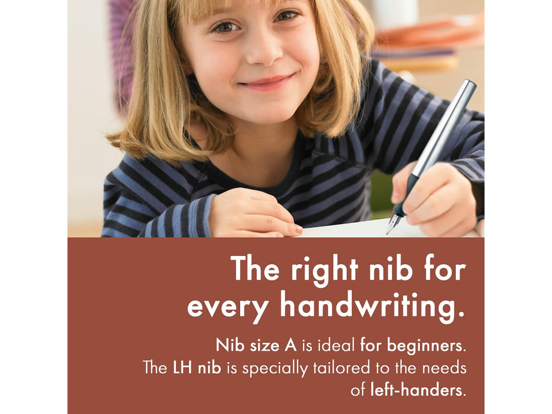 LAMY nexx fountain pen for students and everyday writing with ergonomic grip, stainless steel nib and aluminium body