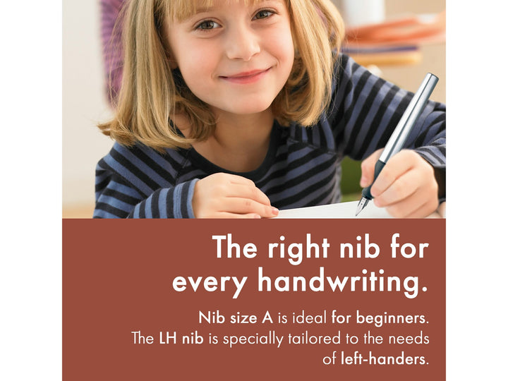 LAMY nexx fountain pen for students and everyday writing with ergonomic grip, stainless steel nib and aluminium body
