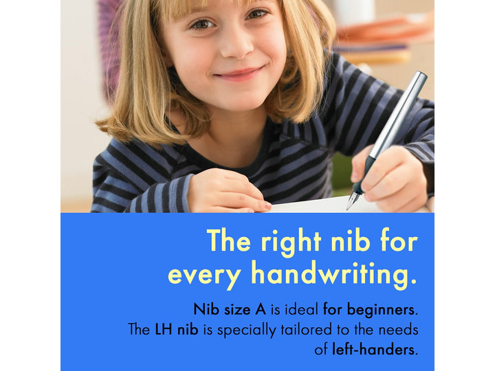 LAMY nexx fountain pen for students and everyday writing with ergonomic grip, stainless steel nib and aluminium body