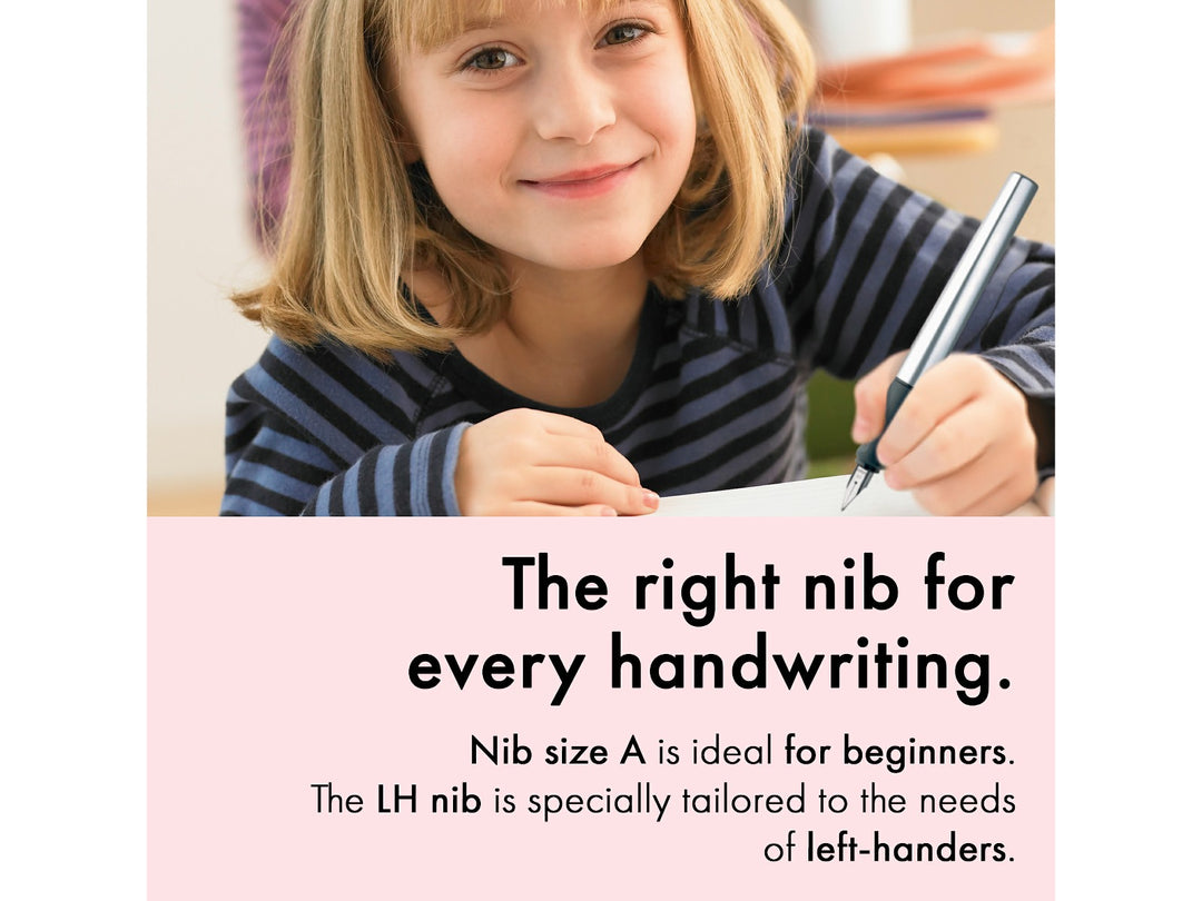 LAMY nexx fountain pen for students and everyday writing with ergonomic grip, stainless steel nib and aluminium body
