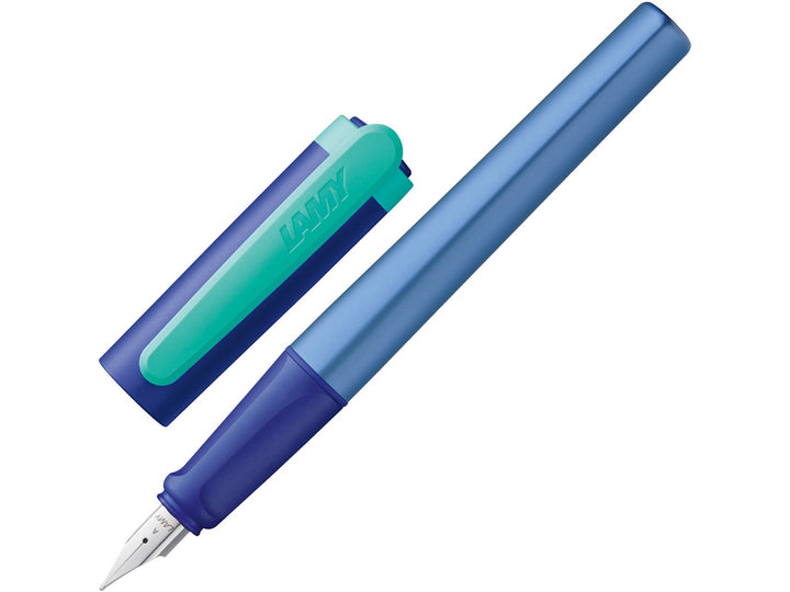 LAMY nexx Multiblue Special Edition fountain pen with aluminium construction, ergonomic soft grip section and blue cap