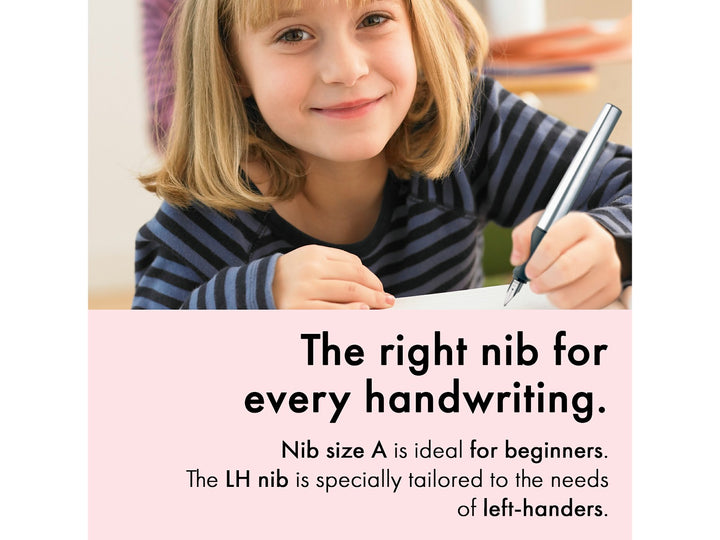 LAMY nexx fountain pen for students and everyday writing with ergonomic grip, stainless steel nib and aluminium body