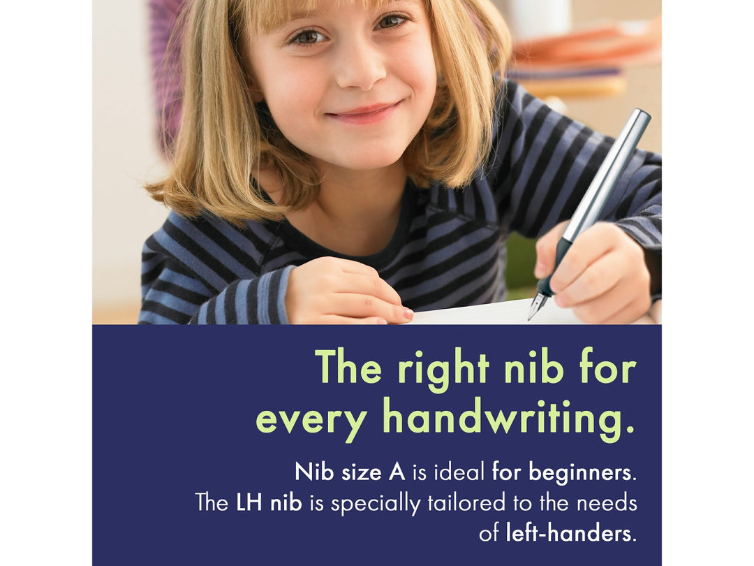 LAMY nexx fountain pen for students and everyday writing with ergonomic grip, stainless steel nib and aluminium body