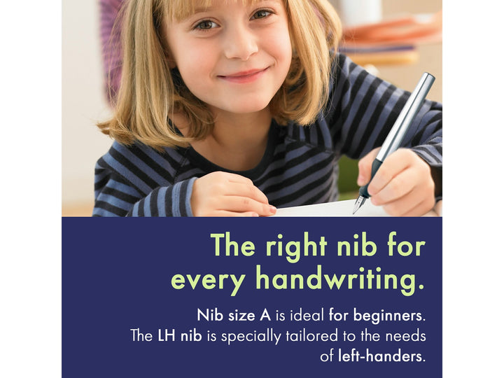 LAMY nexx fountain pen for students and everyday writing with ergonomic grip, stainless steel nib and aluminium body