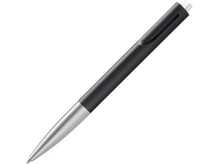 LAMY noto ballpoint pen in Black-Silver featuring an ergonomic triangular body, integrated clip design, silver lower barrel and black medium LAMY M16 ballpoint refill