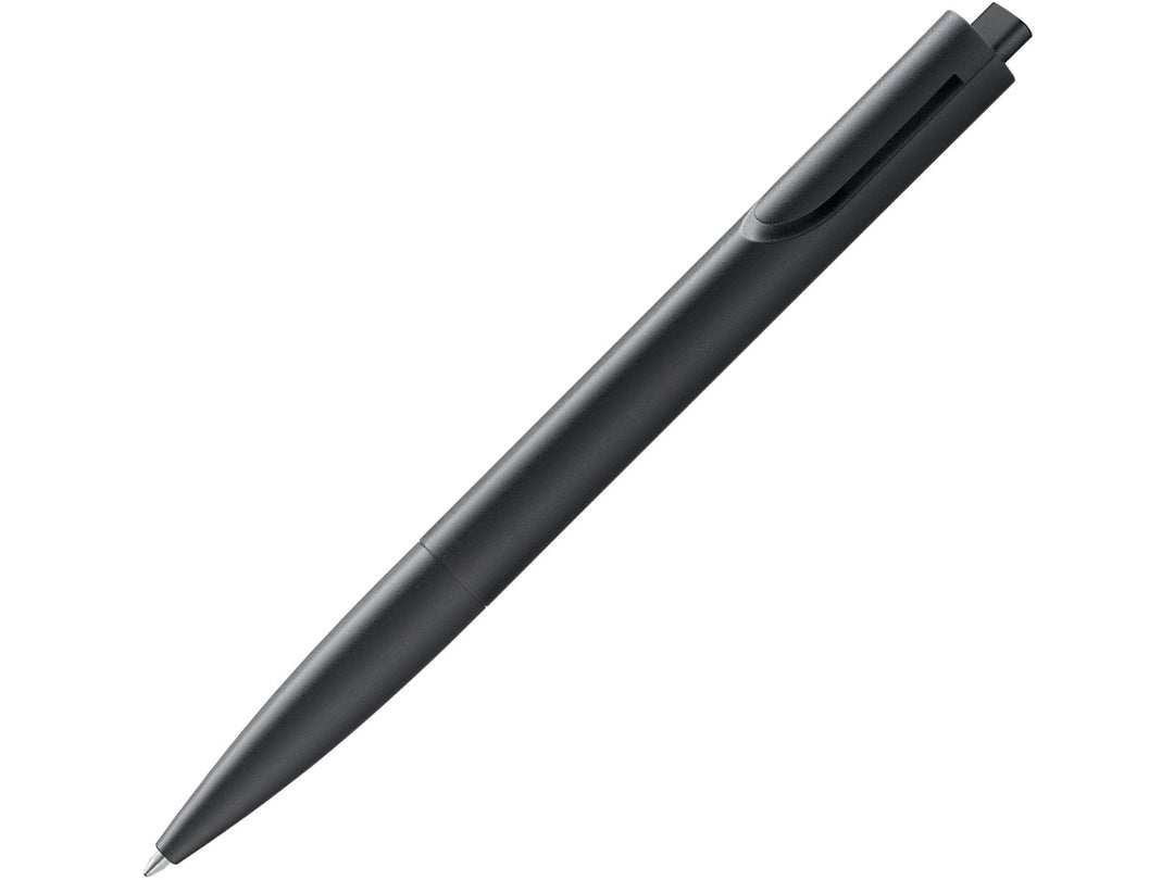 LAMY noto ballpoint pen in Black featuring an ergonomic triangular body, integrated clip design and black medium LAMY M16 ballpoint refill