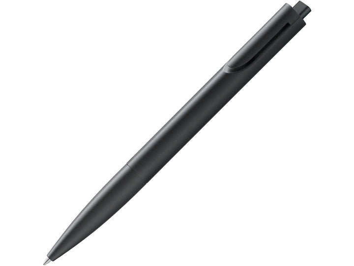 LAMY noto ballpoint pen in Black featuring an ergonomic triangular body, integrated clip design and black medium LAMY M16 ballpoint refill