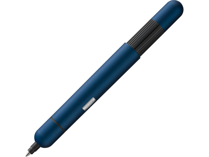 LAMY pico ballpoint pen in imperial blue with compact pocket-sized design, metallic finish and innovative push-button expansion mechanism