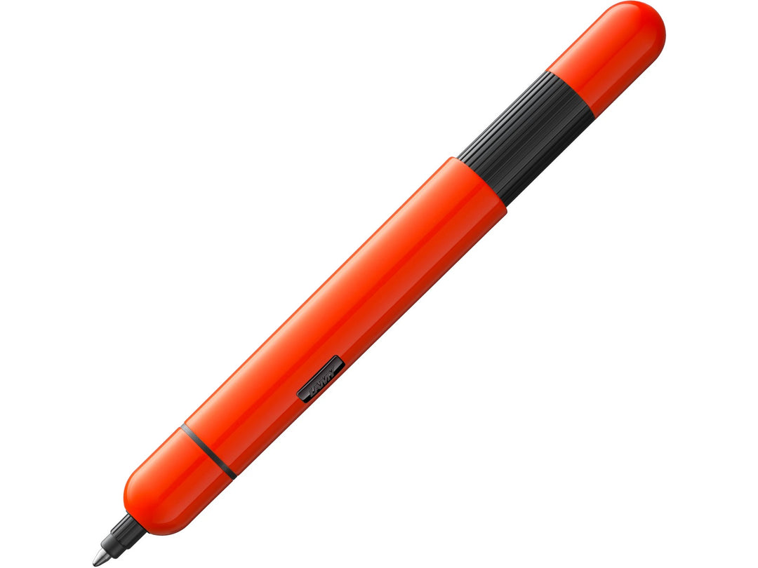 LAMY pico ballpoint pen in laser orange with compact pocket-sized design, glossy finish and innovative push-button expansion mechanism.
