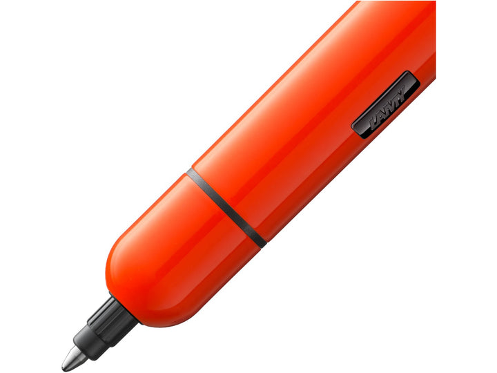 LAMY pico ballpoint pen in laser orange, showing the glossy finish, compact pocket