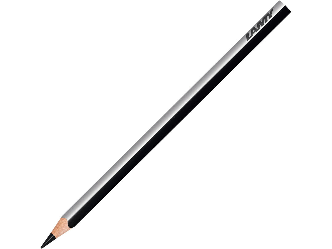 LAMY plus colour pencil in Black featuring a silver and black triangular barrel, high-quality colour core and ergonomic design for colouring, drawing, sketching and creative artwork