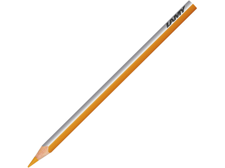LAMY plus colour pencil in Burnt Siena featuring a silver and orange triangular barrel, high-quality colour core and ergonomic design for colouring, drawing, sketching and creative artwork