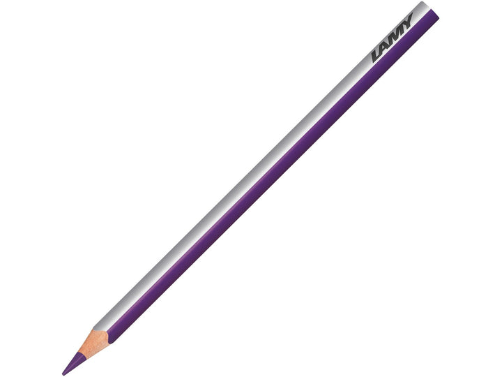 LAMY plus colour pencil in Crimson featuring a silver and purple triangular barrel, high-quality colour core and ergonomic design for colouring, drawing, sketching and creative artwork