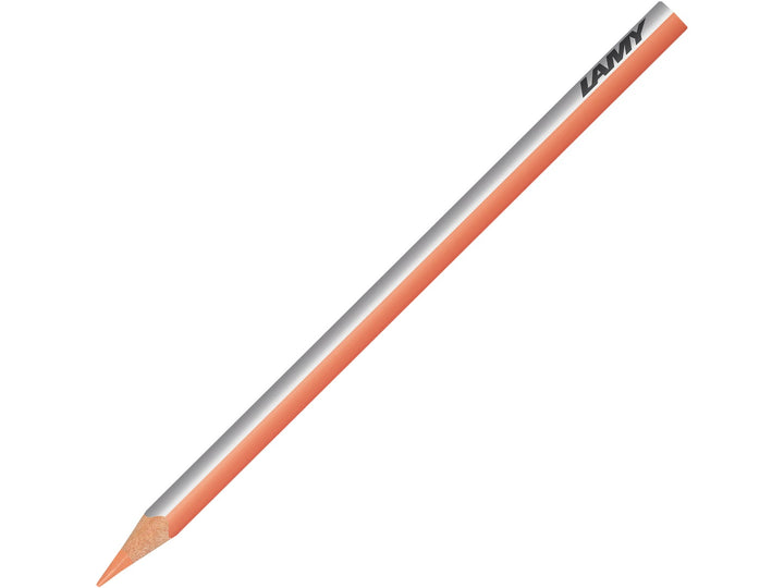 LAMY plus colour pencil in Dark Flesh featuring a silver and orange triangular barrel, high-quality colour core and ergonomic design for colouring, drawing, sketching and creative artwork