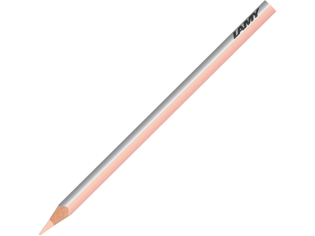 LAMY plus colour pencil in Light Flesh featuring a silver and pink triangular barrel, high-quality colour core and ergonomic design for colouring, drawing, sketching and creative artwork