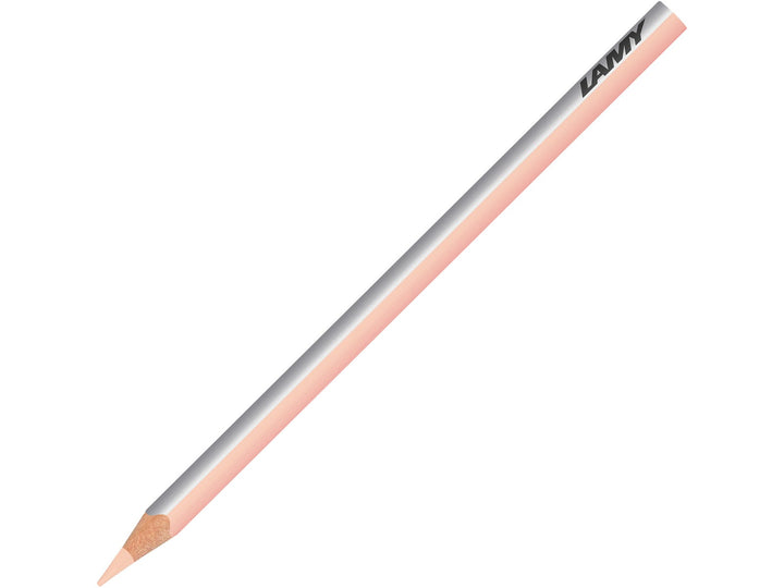 LAMY plus colour pencil in Light Flesh featuring a silver and pink triangular barrel, high-quality colour core and ergonomic design for colouring, drawing, sketching and creative artwork